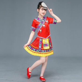 小憨鹿广西三月三儿童壮族民族服男女童土家族瑶族演出服傣族彝族