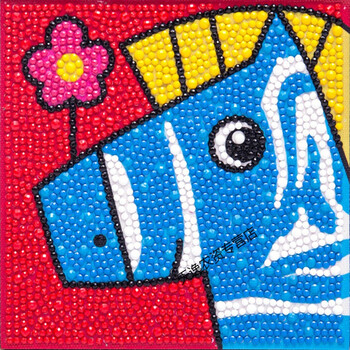 卡通创意儿童钻石画马赛克diy手工贴砖石贴画新款粘贴画六一礼物 斑马