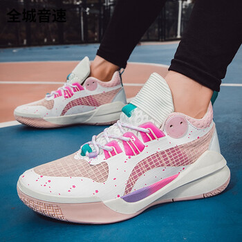 李寕全城音速10篮球鞋樱花粉色实战联名男鞋体育生低帮大童 9088青年
