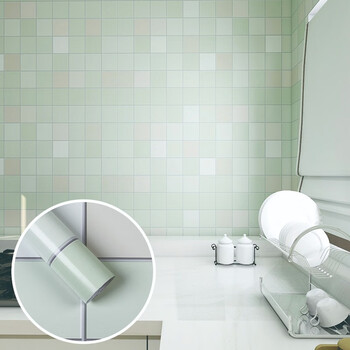 轩美墙纸 Xuan Mei 浴室马赛克墙贴自粘墙贴装饰贴卫生间瓷砖贴防水墙纸厨房防油耐高温淡绿方块60厘米 5米 图片价格品牌报价 京东
