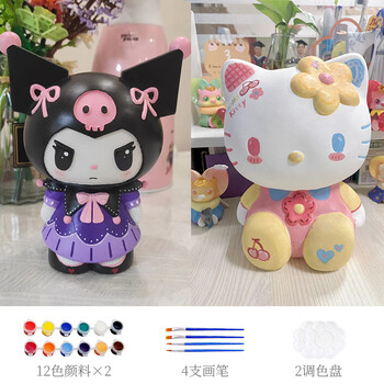 石膏娃娃涂色白胚搪胶模具网红涂鸦diy上色画彩绘公仔陶瓷存钱罐润华