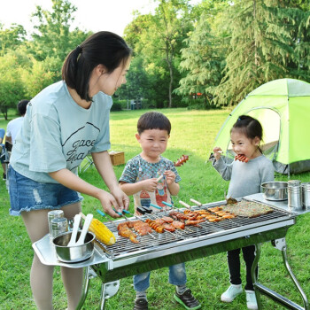 暴走者大号户外烧烤炉木炭烧烤架野炊炉子不锈钢BBQ Y-03 Y03稳固版不锈钢网+置物篮+调料板