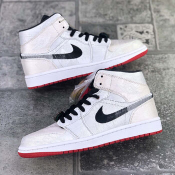 纯原级品质aj男女鞋乔1中帮鞋aj白丝绸可撕潮流板鞋校园女运动鞋白