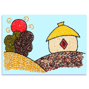 莫肖尔种子贴画五谷杂粮豆子粘贴画材料包幼儿园手工diy种子画秋天