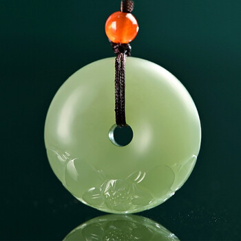 和玉情新疆和田玉莲花平安扣玉吊坠毛衣链女款个性玉佩挂件项链中国风