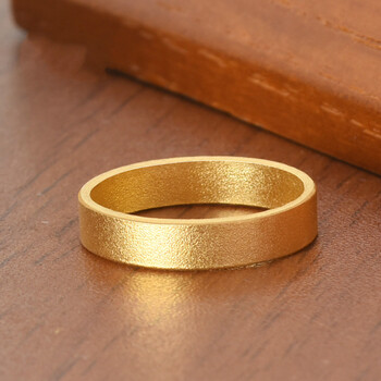 纪兮竹黄金戒指999足金古法素圈黄金实心平面平板闭口情侣款戒指环