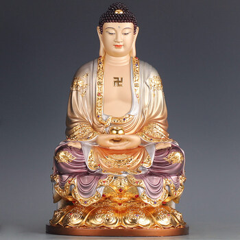 珐琅贴金释迦牟尼佛像纯铜阿弥陀佛像三宝佛药师佛像摆件 释迦牟尼佛