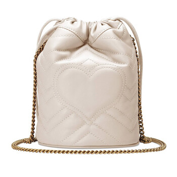 古驰(gucci)女包gg marmont迷你单肩包亮片水桶包575163 白色575163