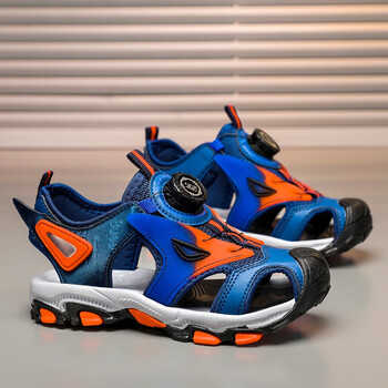 安踏儿童凉鞋夏季新款男童包头防踢旋转纽扣运动鞋女童沙滩鞋潮春季