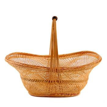 精品手提篮 精编筐水果鸡蛋篮子果篮收纳篮 黄金椭圆筐大号