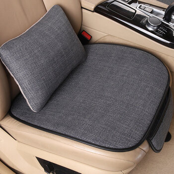 适用于汽车坐垫亚麻三件套夏季单个无靠背车内半包座套四季通用后排