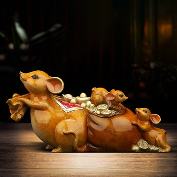 吉善缘满载而归全铜鼠摆件全铜金鼠招财鼠鼠年贺岁家居客厅玄关书房