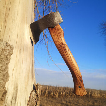 尼曼斧户外野营斧锻打斧头小手斧子全钢bushcrat工具赠手工皮斧套锻皮