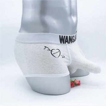 两厅男士透气性感内裤平角枪弹式分离囊男孩内裤一室一厅开口灰白m