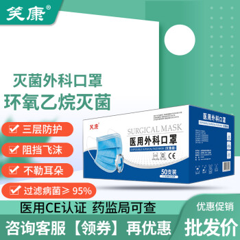 消毒口罩殺菌小學生防護口罩 滅菌*醫用外科口罩10袋(共100片=2盒)