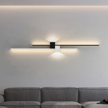 扑哩扑剌壁灯客厅现代简约沙发背景墙灯上下发光极简长条书房卧室