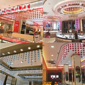 三八妇女节珠宝店金店氛围吊顶装饰布置创意商场店铺活动爱心挂饰高度