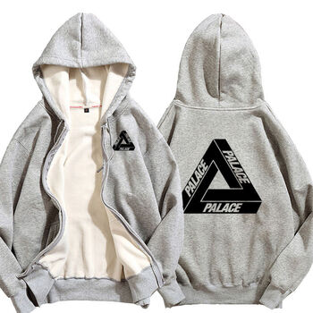 乔普爵palace秋冬潮牌经典大三角烫金街头男女情侣拉链开衫卫衣外套