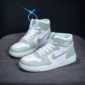 克aj女鞋飞织男鞋运动鞋官网空军一号黑白熊猫高帮休闲板鞋 aj6薄荷绿