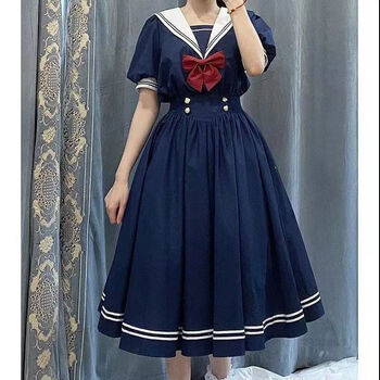 虔生缘chansunrun学生学院风连衣裙学院风夏季甜美海军领jk短袖连衣裙