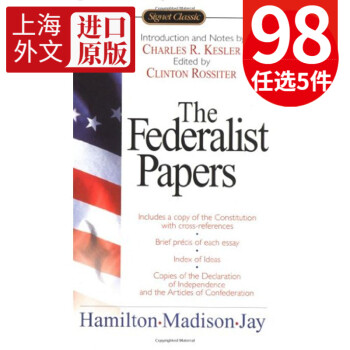 Ӣԭ The Federalist Papers ļ ɽ ܶ Ӣ鼮 Signet Classics ѧ 