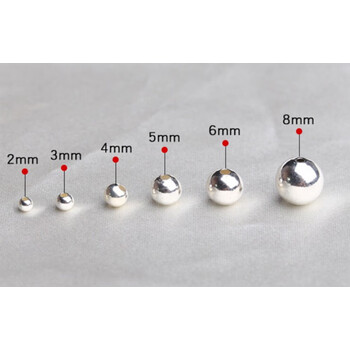 银珠子散珠光面大小孔珠diy戒指手链圆隔珠定位珠银饰配件 9252mm40颗