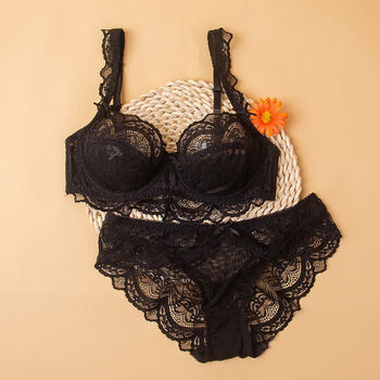 舒适文胸透明性感内衣胖大码蕾丝文胸大胸显小侧收胸罩女单件/套装