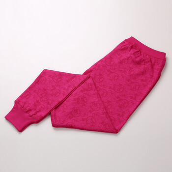 中老年人秋裤女纯棉宽松老式老人线裤棉高腰加肥加大码棉毛裤2 酒红色