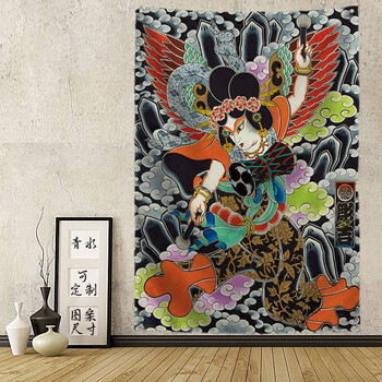 日式老传统挂布日式浮世绘武士挂布挂画老传统挂毯纹身刺青店日料店