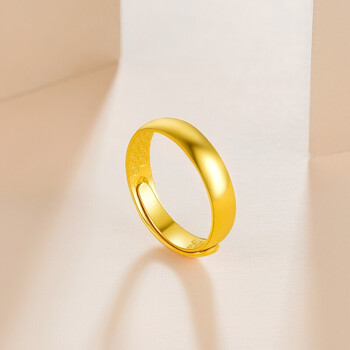 老凤凰足金999戒指黄金光圈天元活口情侣女士男士光面指环戒礼物 约6