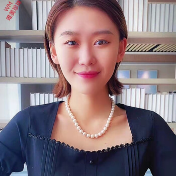 妈妈珍珠项链女淡水时尚气质母节礼物正圆珠颈链宝首饰 10毫米大颗