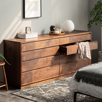 及木森品实木斗柜北欧全实木原木八斗柜北美黑胡桃木斗柜简约卧室收纳