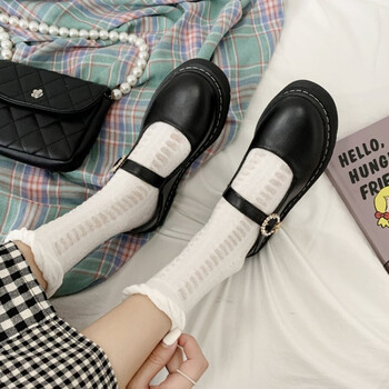 中学生女生穿的小皮鞋初中生白黑色女孩校服表演出鞋毕业礼服合唱朗诵