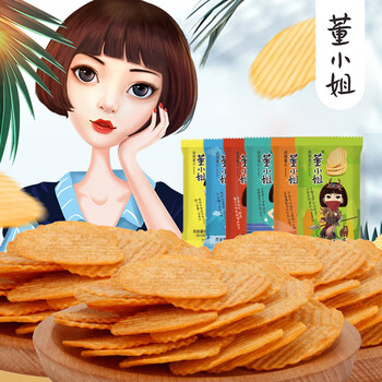 董小姐薯片非油炸36g18包休闲零食大礼包膨化食品整箱批发清爽黄瓜味