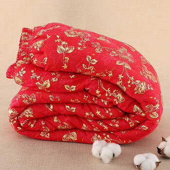 的棉裤冬季加厚手工女装保暖修身高腰夹棉防寒新娘结婚长裤 红色大花