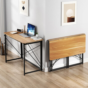 skaan可折叠书桌电脑桌台式家用学习桌成人简约写字台卧室办公桌简易