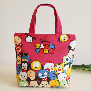 户外卡通帆布手提袋 小布包 女生可爱手拎包学生工具袋y 玫红迪士尼