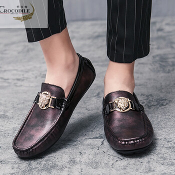 鳄鱼恤牛皮休闲鞋时尚个性轻便驾车皮豆豆鞋男鞋英伦商务韩版高端皮鞋