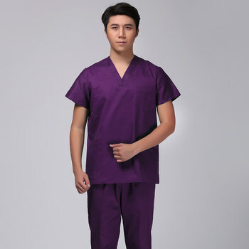 服长袖洗手衣医生男隔离麻醉师工作服短袖 洗手衣紫色套装(男款短袖)