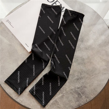 乔与乔伊可爱防晒手袖冰袖防晒女手臂套袖袖子黑色英文升级版