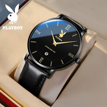 花花公子(playboy) 青少年手表男学生石英表超薄潮流简约防水日历男士