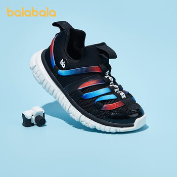 大闹天宫ip巴拉巴拉童鞋运动鞋男女童鞋春季小童轻便跑鞋主ys黑色