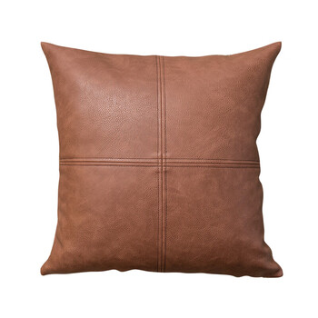轻奢皮沙发抱枕高端豪华拼接十字皮质靠垫靠枕客厅皮枕套皮沙发靠背枕