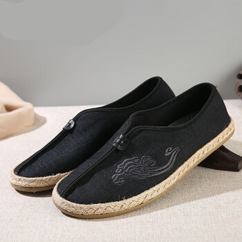 渔夫鞋 男东福春布鞋男春季老北京中式复古渔夫鞋牛筋底刺绣中国风