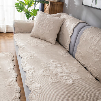 亦娩出口韩国莫代尔沙发垫四季通用防滑柔软丝滑夏秋季沙发套罩巾香槟