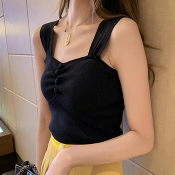 圣雪莎吊带纯欲风小背心女外穿女生辣妹无袖打底内搭针织短款ins潮