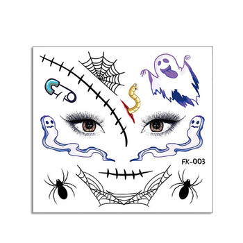 曼影2022新款万圣节纹身贴水转印贴纸儿童卡通万圣节搞怪纹身贴伤疤恐