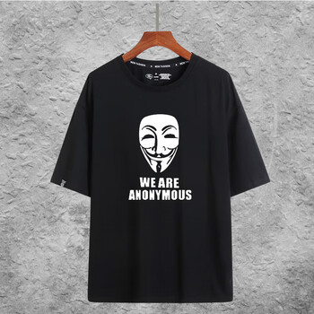 黑客组织t恤半袖匿名者斗篷教条夏季男女学生潮休闲纯棉短袖衣服 黑1