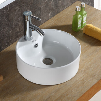 陶瓷圆形洗脸盆台上盆洗手盆台盆圆盆洗面盆大少尺寸洗漱盆2208 金花