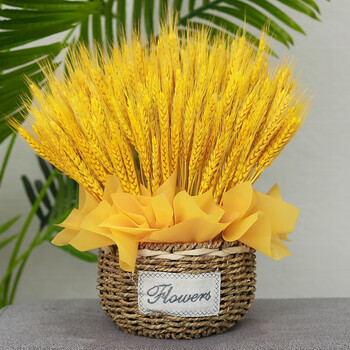 麦穗开业大麦花篮干花花束客厅摆件装饰布置拍摄道具插花花篮 金色200